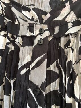 Black and Cream Printed Button-Front Blouse